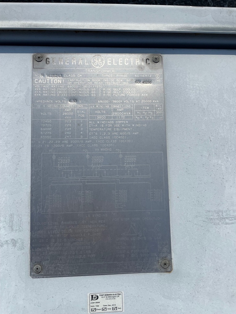 Nameplate ID#42420 / JVT3926 - T885T-