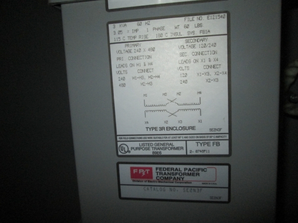 1000 KVA, Pri 13800 D, Sec 480Y/277, 1994, FEDERAL PACIFIC, INDOOR, ALUMINUM:1