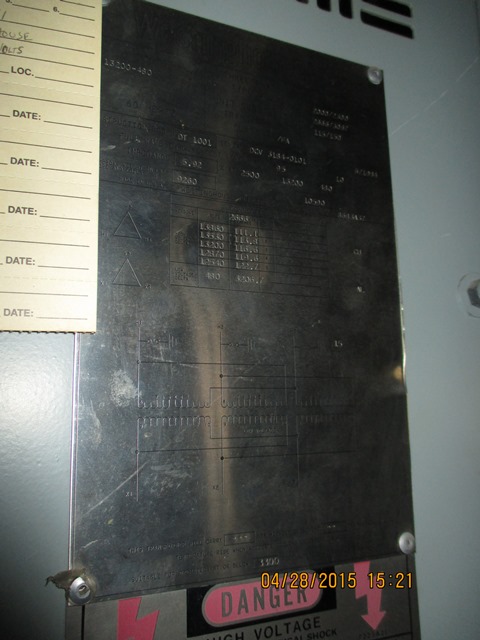 2000/3067 KVA, WESTINGHOUSE, DRY, Pri. 13200 D, Sec. 480 D, INDOOR