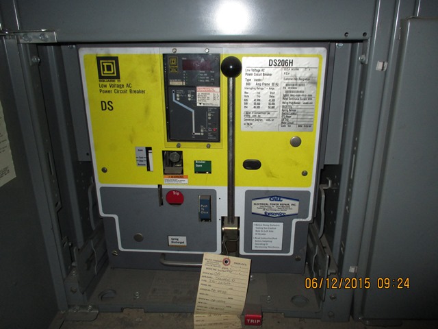 800 Amp, SQUARE D, DS-206H, 480 V., M/O, D/O, DIGITRIP 810D, L,I, 42 KA I.C.: -1