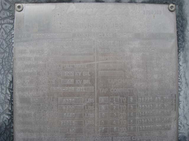 4000/5000 KVA, Pri 34500 D, Sec 600 D, SQUARE D, SUBSTATION - 1