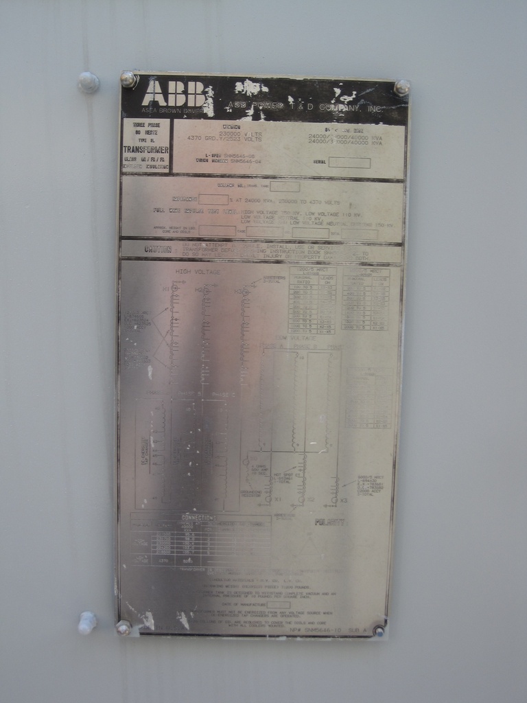 24000/32000/40000 KVA, Pri 230000 D, Sec 4370Y/2523, 1990, ABB, SUBSTATION:1