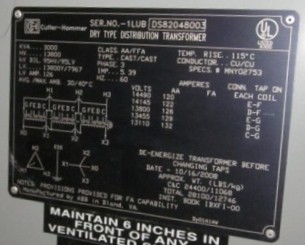 3000 KVA, ABB, Pri 13800 D, Sec 13800 Y, 2008, ISOLATION TRANSFORMER, CLASS AA