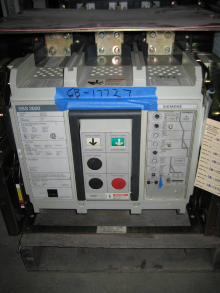 2000 Amp, SIEMENS, SBS2020, 480 V., ELECTRICALLY OPERATED, STATIONARY MNT, LSIG