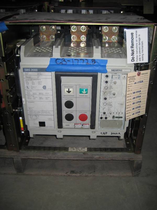 2000 Amp, SIEMENS, SBS2020, 480 V., ELECTRICALLY OPERATED, STATIONARY MNT, LSIG