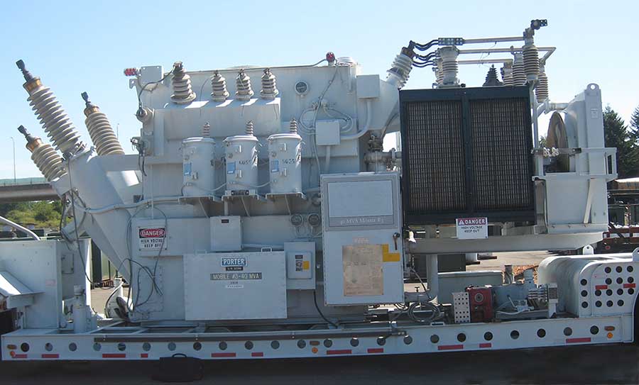 40000 KVA, Pri 115000 D, Sec 13200Y/7620 X 14800Y/8545, HK PORTER, MOBILE TRANSFORMER