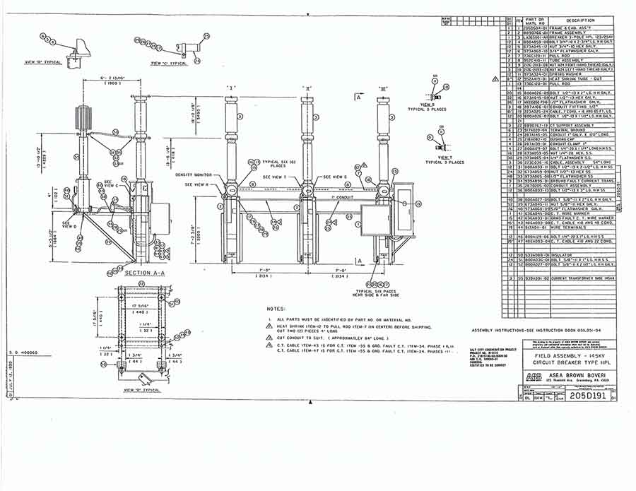 2000 Amp, ABB, HPL 145/25 A1, 123 KV, 125 VDC C&T, LIVE TANK, BLG1002 MECH
