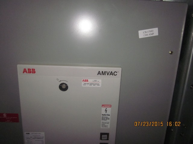 1200 Amp, ABB, AMVAC, 4160 V., 2009, ELECTRICALLY OPERATED, UNUSED:1