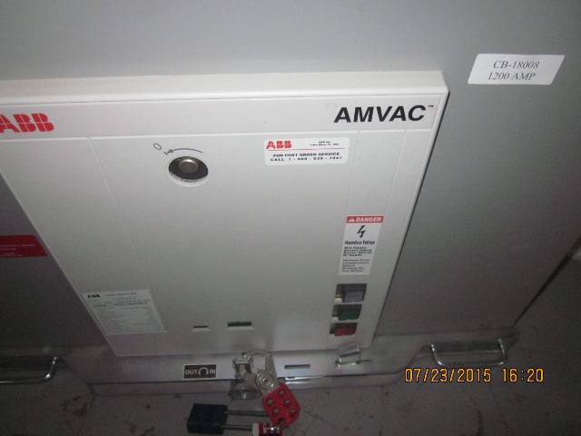 1200 Amp, ABB, AMVAC, 4760 V., 2009, ELECTRICALLY OPERATED, UNUSED:1