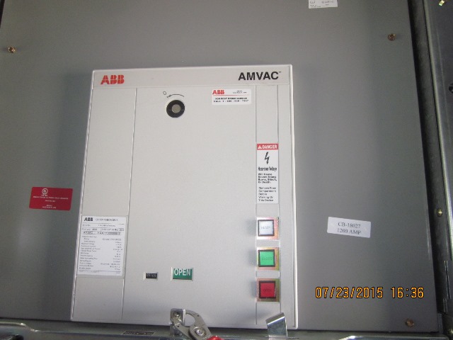 1200 Amp, ABB, AMVAC, 4160 V., 2009, ELECTRICALLY OPERATED, UNUSED:1