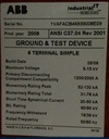 1200/2000 Amp, ABB, ADVAC, 5/15 KV, GROUND & TEST DEVICE, 6 TERMINAL SIMPLE