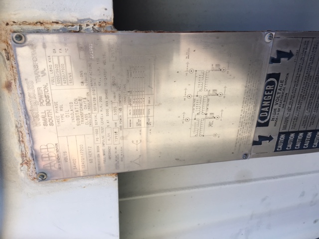 5000/7000 KVA, Pri 34400 D, Sec 12470Y/7200, ABB