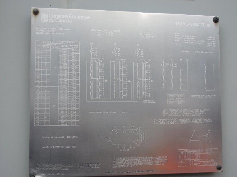 12000/16000 KVA, Pri 120000 D, Sec 4160Y/2400, 1987, CANADIAN GE, HV LTC:1