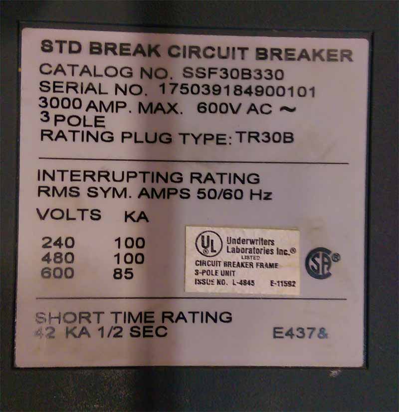 3000 Amp, GENERAL ELECTRIC, POWERBREAK II, 600 V.,