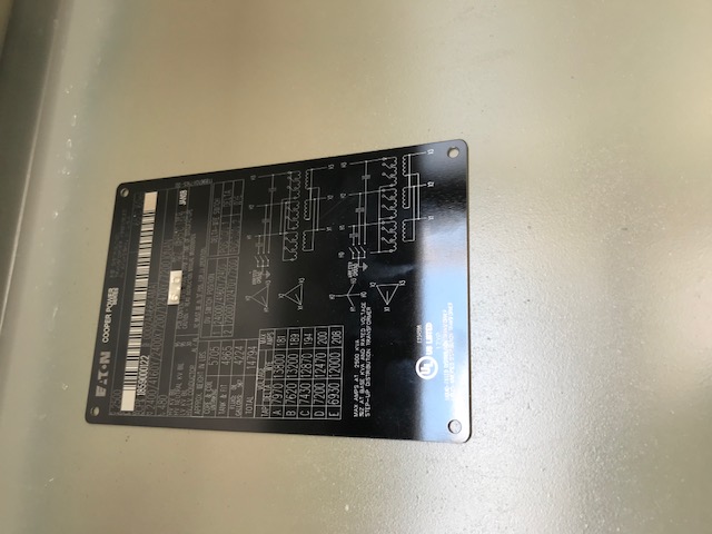 2500 KVA, Pri 2400/4160Y/2400x7200/12470Y/7200, Sec 480 D, LIVE/RADIAL, COOPER