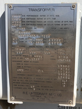 5000/7000 KVA, Pri 44000 D, Sec 12470GRDY/7200, 1986, RE UPTEGRAFF, COPPER:1