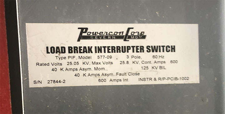 600 Amp, POWERCON, No. PIF, 23000 V., 3 SECTION, OUTDOOR, LINE-UP