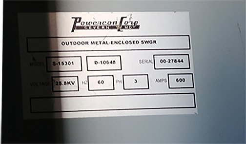 600 Amp, POWERCON, No. PIF, 23000 V., 3 SECTION, OUTDOOR, LINE-UP