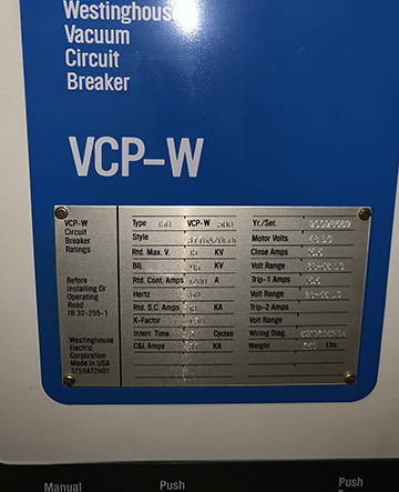 1200 Amp, WESTINGHOUSE, 150VCP-W500, 15 KV, 48 VDC CLOSE/TRIP/MOTOR