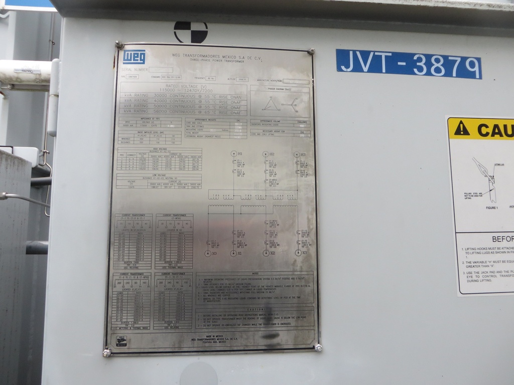 30000/56000 KVA, Pri 115000 D, 12470Y/7200, WEG