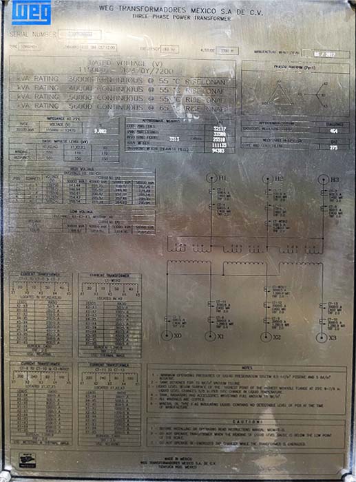 30000/56000 KVA, Pri 115000 D, 12470Y/7200, WEG