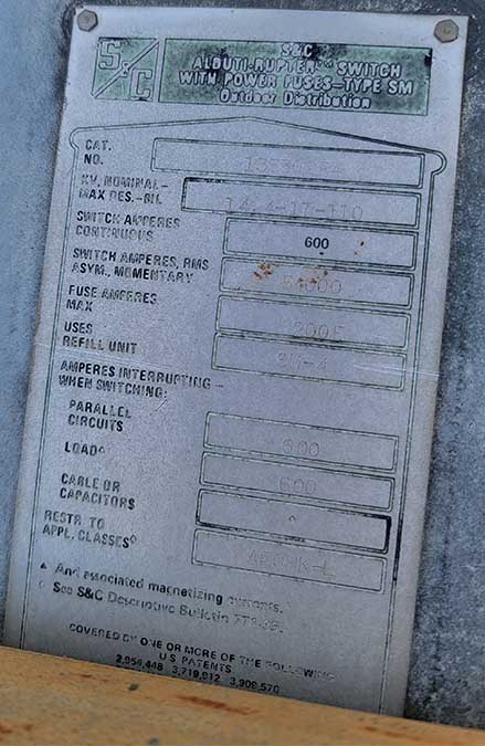 600 Amp, S & C, No. SM-4, 14400 V, GOAB SWITCH