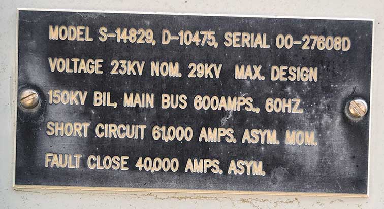 600 Amp, 38 KV, POWERCON PIF LOAD BREAK INTERRUPTER SWITCH