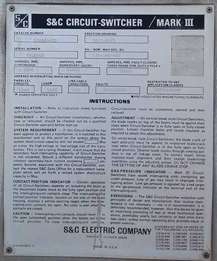 1200 Amp, 138 KV S&C MARK III CIRCUIT SWITCHER:8