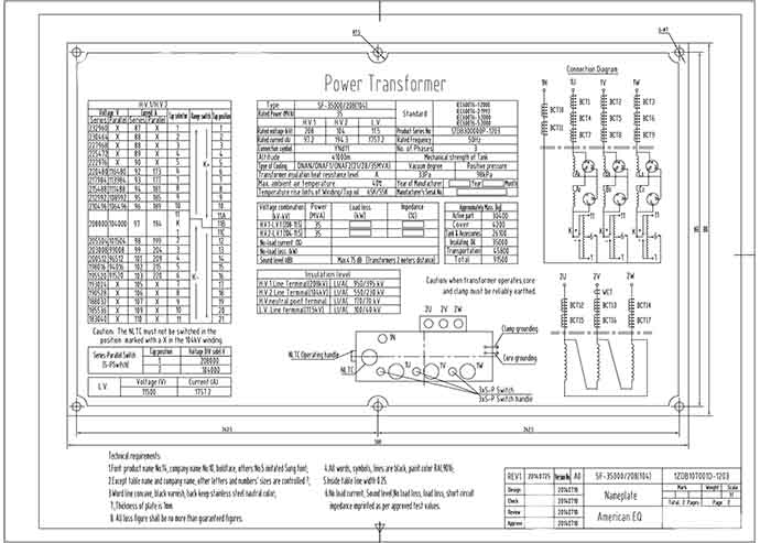 35000 KVA, Pri 208000Y X 104000Y, Sec 11500 D, CHINT SUBSTATION TRANSFORMER