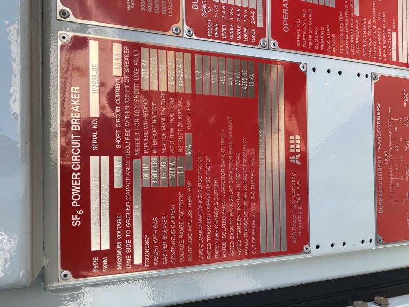 1200 Amp, ABB, No. 242 PMRI 40-12, 242000 V., 1999, 125VDC C&T, HMB-2 MECH