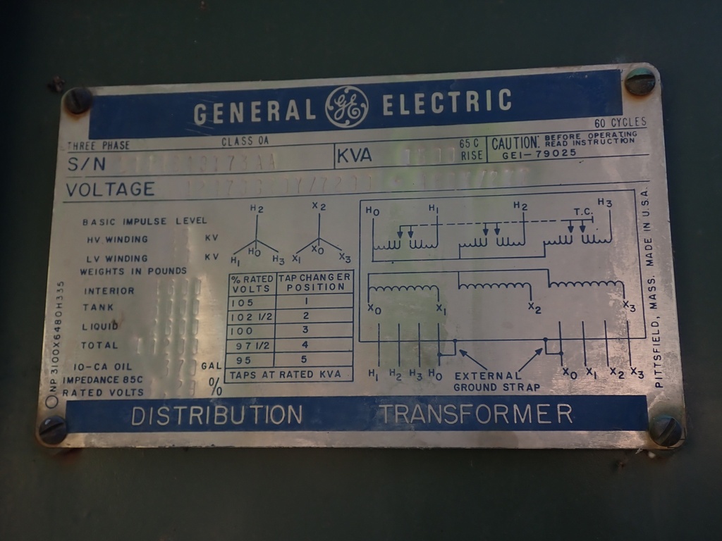 1500 KVA GE 12470GRDY/7200 480Y/277, Pad-Mount, DF/RF