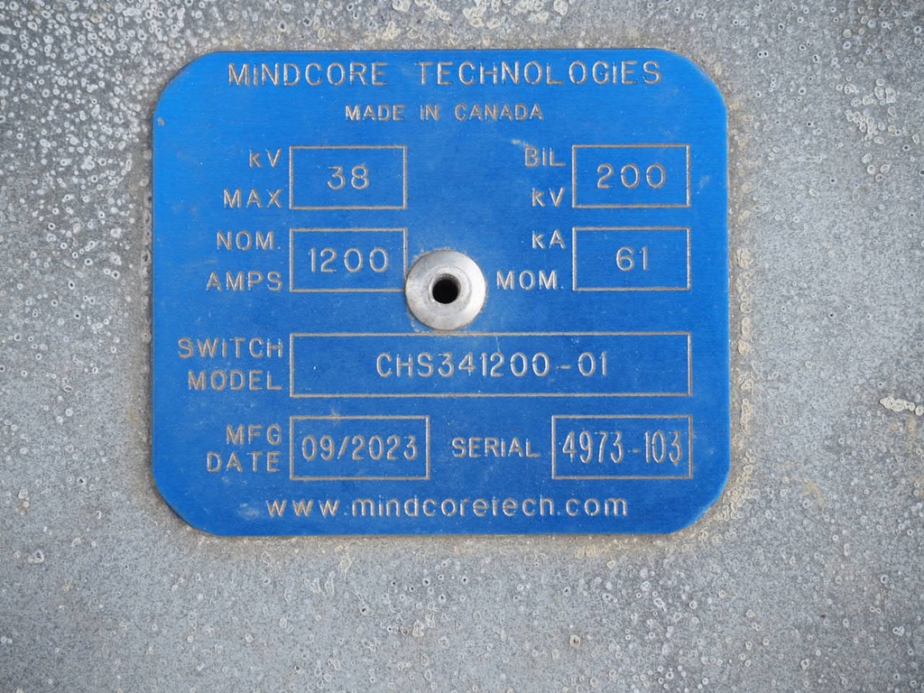 1200 Amp 38 kV Mindcore Hookstick Switches, CHS341200-01, Underhung Mount, Side Break
