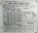 1000 kVA 13200D - 480D Dry Type Transformer