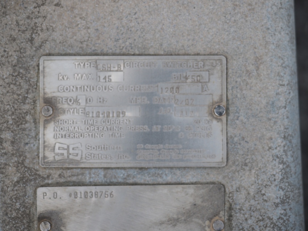 1200 Amp 145 kV Southern States Circuit Switcher, CSH-B