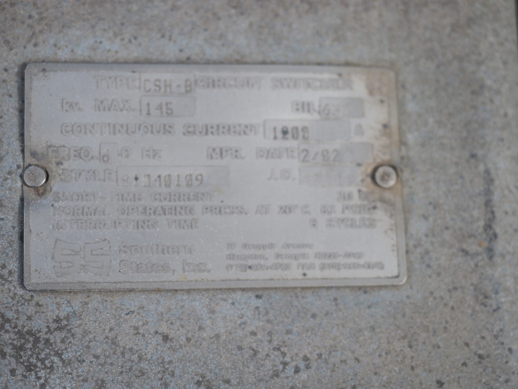 1200 Amp 145 kV Southern States Circuit Switcher, CSH-B