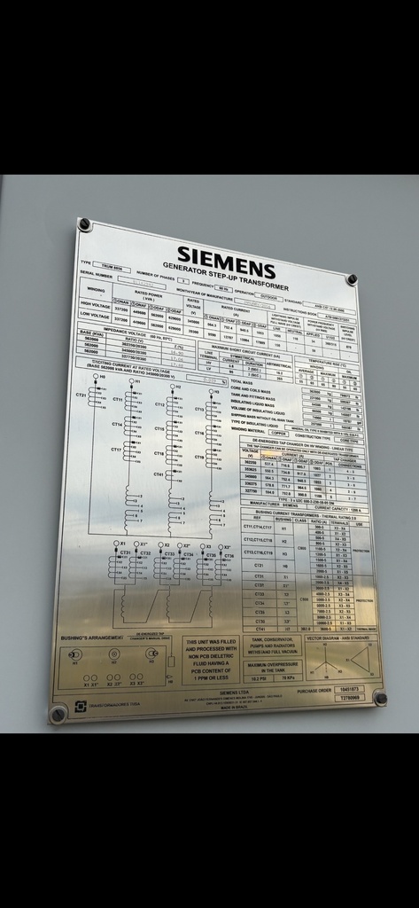 337/449/562/629 MVA Siemens GSU, 345000 Wye, 20300D