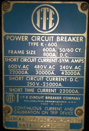 400 Amp, ITE, OD3, 480 V., MAN.OP.;-1