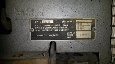 2000 Amp, ITE, 5HK250, 4160 V., ELEC.OP., DRAWOUT, 125 VOLT DC CLOSE & TRIP;-1