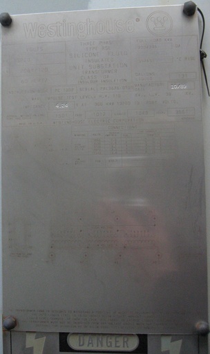 [024795] 300/336 KVA, WESTINGHOUSE, Pri. 13200 D, Sec. 208 Y, SILICONE SUBSTATION