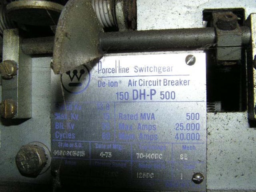 [031759] 2000 Amp, WESTINGHOUSE, 150DH-P-500, 15 KV, 1973, E/O, D/O, 125 VDC : -1
