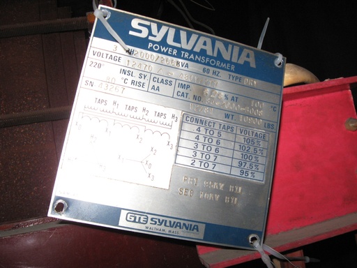 [033535] 2000/2666 KVA, Pri 12470 D, Sec 480Y/277, SYLVANIA, CAST COIL, INDOOR:1