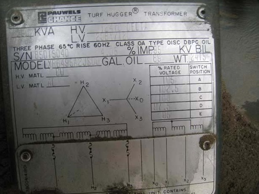 [034467] 300 KVA, Pri 12470 D, Sec 208Y/120, PAUWELS, PADMOUNT, DF/RF