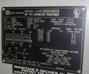 [036785] 3000 KVA, ABB, Pri 13800 D, Sec 13800 Y, 2008, ISOLATION TRANSFORMER, CLASS AA
