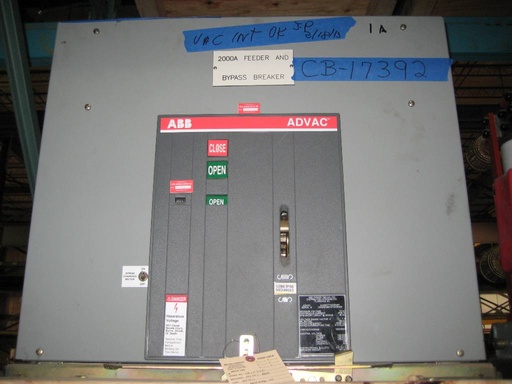 [037583] 2000 Amp, ABB, ADVAC, 15 KV, 1000 MVA, 125 VDC CLOSE & TRIP, CAPACITOR BREAKER:1