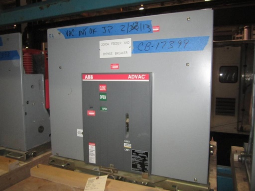 [037588] 2000 Amp, ABB, ADVAC, 15 KV, 2000, 1000 MVA, 125 VDC CLOSE & TRIP:1