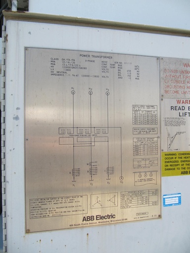[038077] 12000/22400 KVA, Pri 120000GRDY/69280, Sec 13800 D, 1989, ABB, GSU, COPPER:1