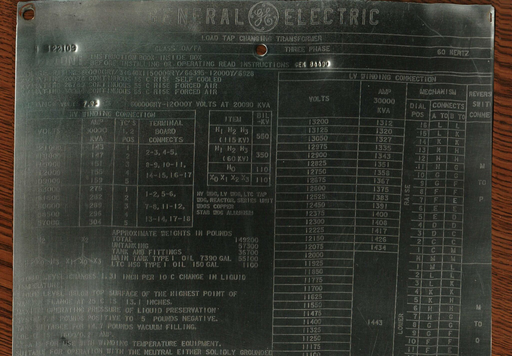 [038084] 20090/30000 KVA, Pri 60000 GRY/34640 X 115000 GRY/66395, Sec 12000 Y, GE, LTC