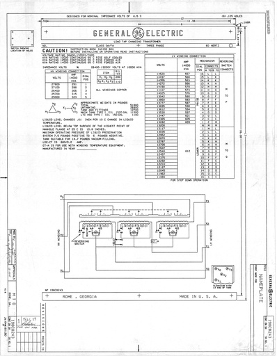 [038128] 10000/14000 KVA, Pri 26400 D, Sec 13200Y/7620, GENERAL ELECTRIC, LOAD TAP CHANGE