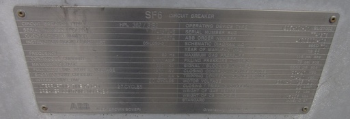 [039600] 3000 Amp, ABB, HPL362/31B2, 362 KV, LIVE TANK SF6