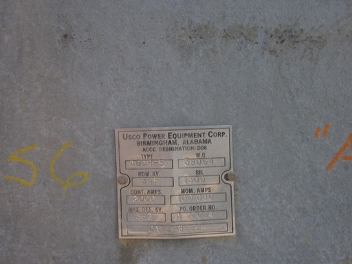 [039618] 2000 Amp, USCO, No. AGCH-5, 345000 V.,'88, GOAB, HORIZONTAL MOUNT, CENTER BREAK
